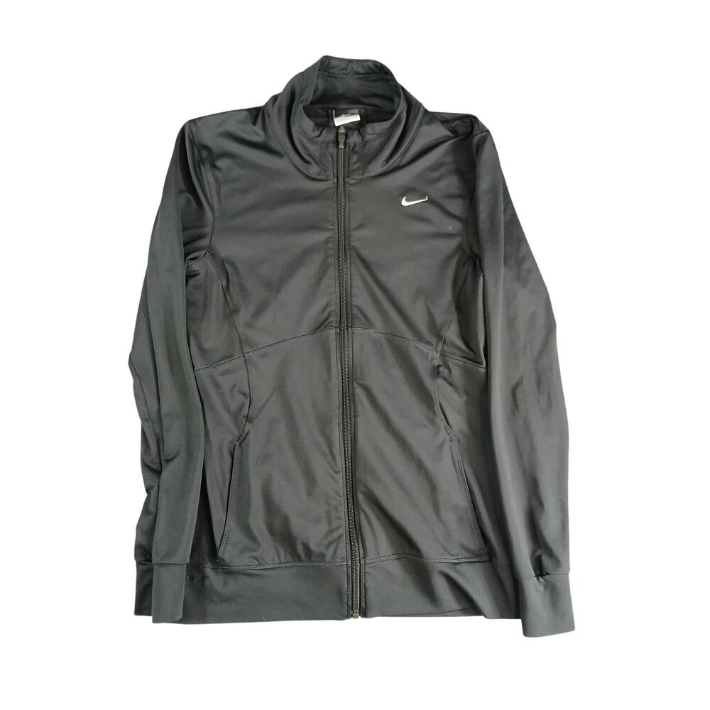 Nike Dri-Fit Jacket Womens Small Black Full Zip Running Jogging Athletic Warmth